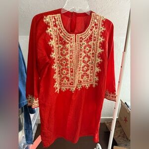 Indian Embroidered Silk Tunic Top